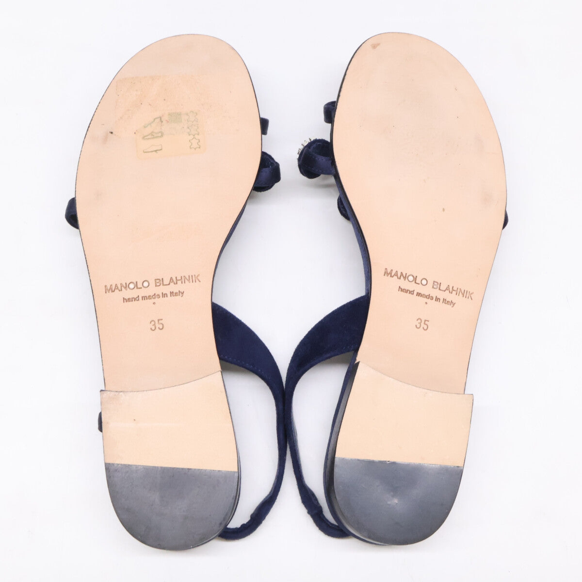 MANOLO BLAHNIK マノロブラニク 【美品】ビジュー サテン スリングバック フラット サンダル シューズ