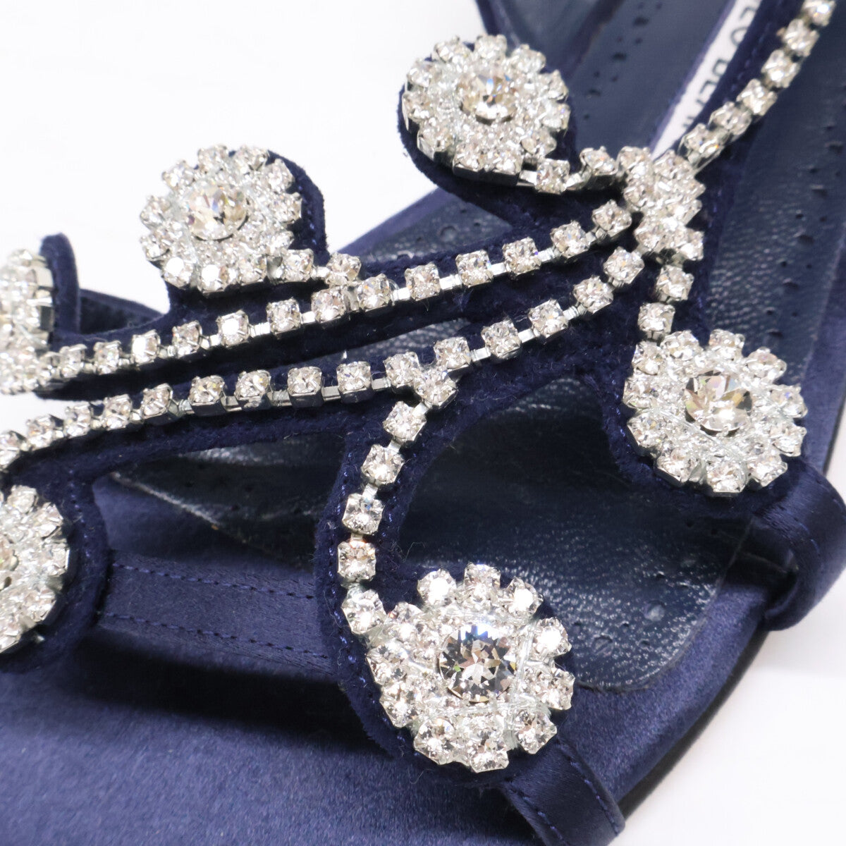 MANOLO BLAHNIK マノロブラニク 【美品】ビジュー サテン スリングバック フラット サンダル シューズ