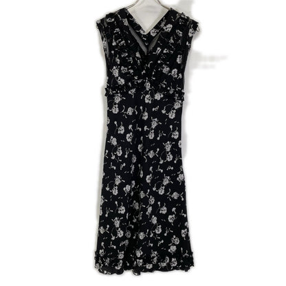 ERMANNO SCERVINO D342Q340GTD black floral frilled V-neck sleeveless dress dress
