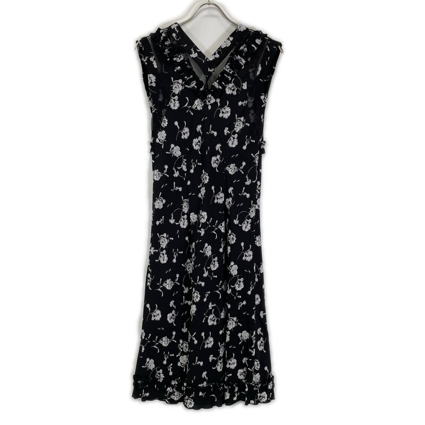 ERMANNO SCERVINO D342Q340GTD black floral frilled V-neck sleeveless dress dress