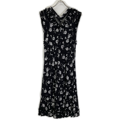 ERMANNO SCERVINO D342Q340GTD black floral frilled V-neck sleeveless dress dress