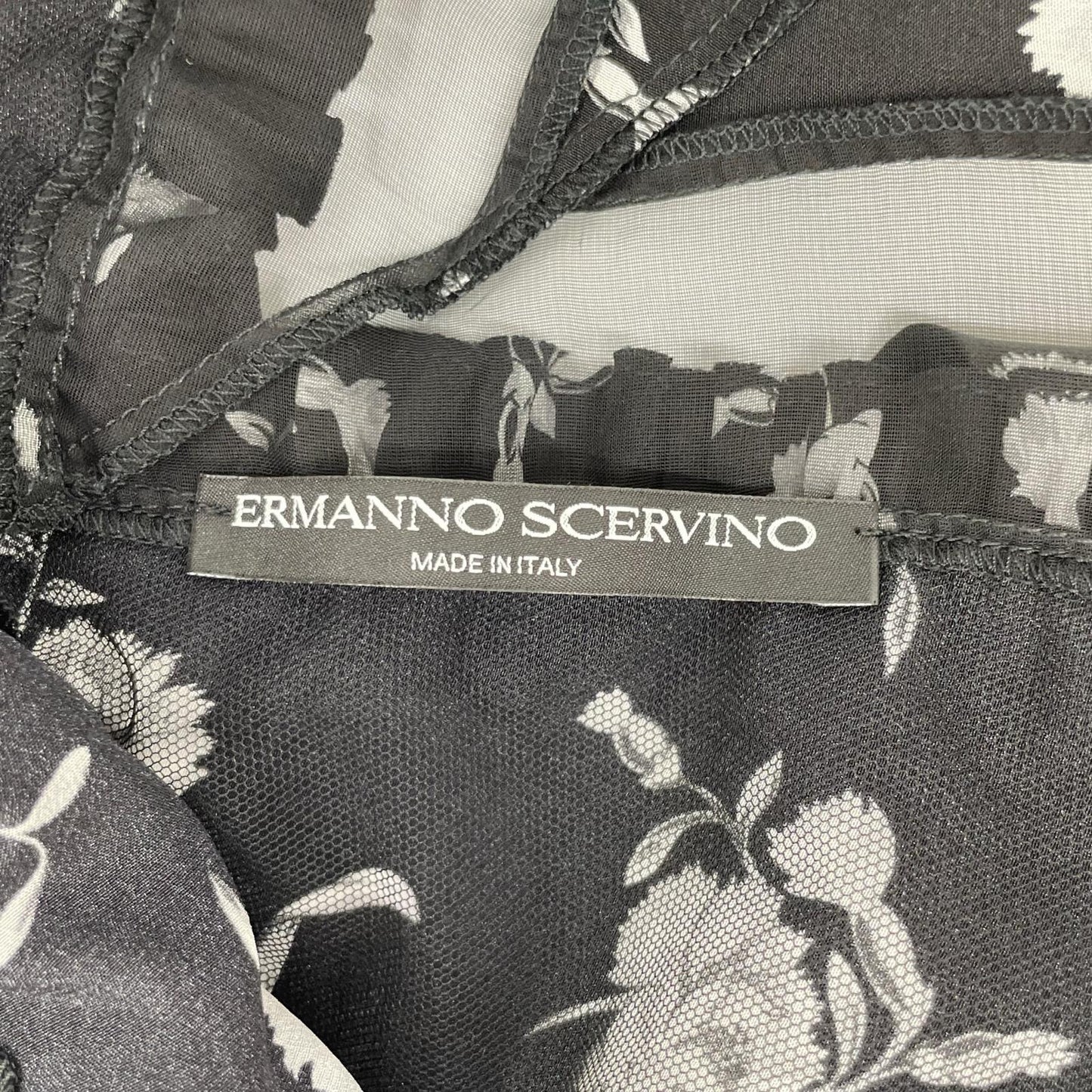 ERMANNO SCERVINO D342Q340GTD black floral frilled V-neck sleeveless dress dress