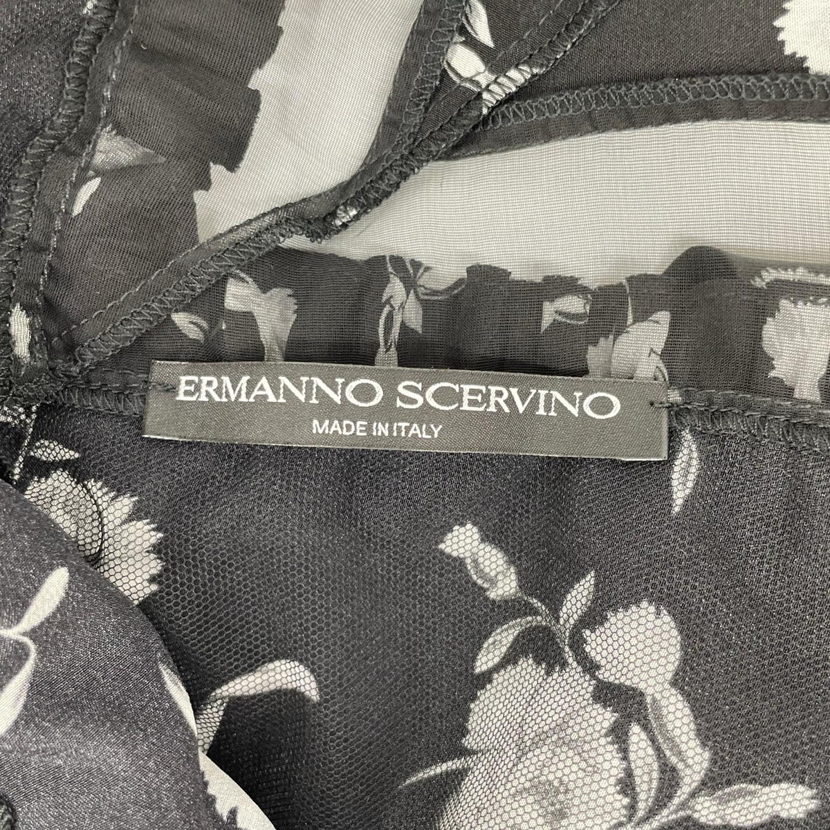 ERMANNO SCERVINO D342Q340GTD black floral frilled V-neck sleeveless dress dress