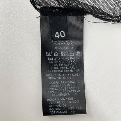ERMANNO SCERVINO エルマノシェルビーノ D342Q340GTD ブラック 花柄 フリル付き Vネックノースリーブワンピース ワンピース