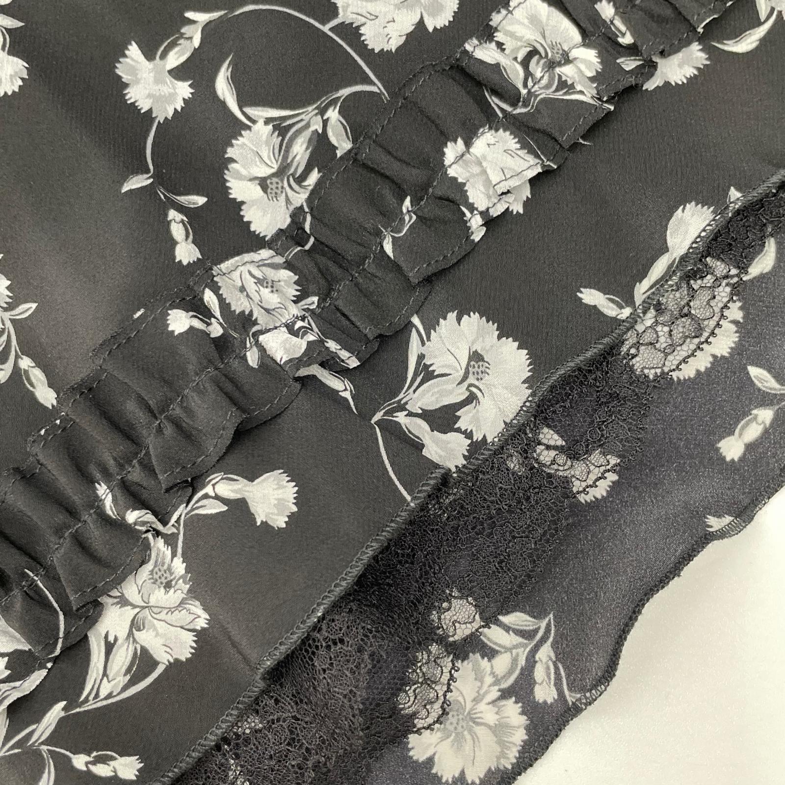 ERMANNO SCERVINO D342Q340GTD black floral frilled V-neck sleeveless dress dress