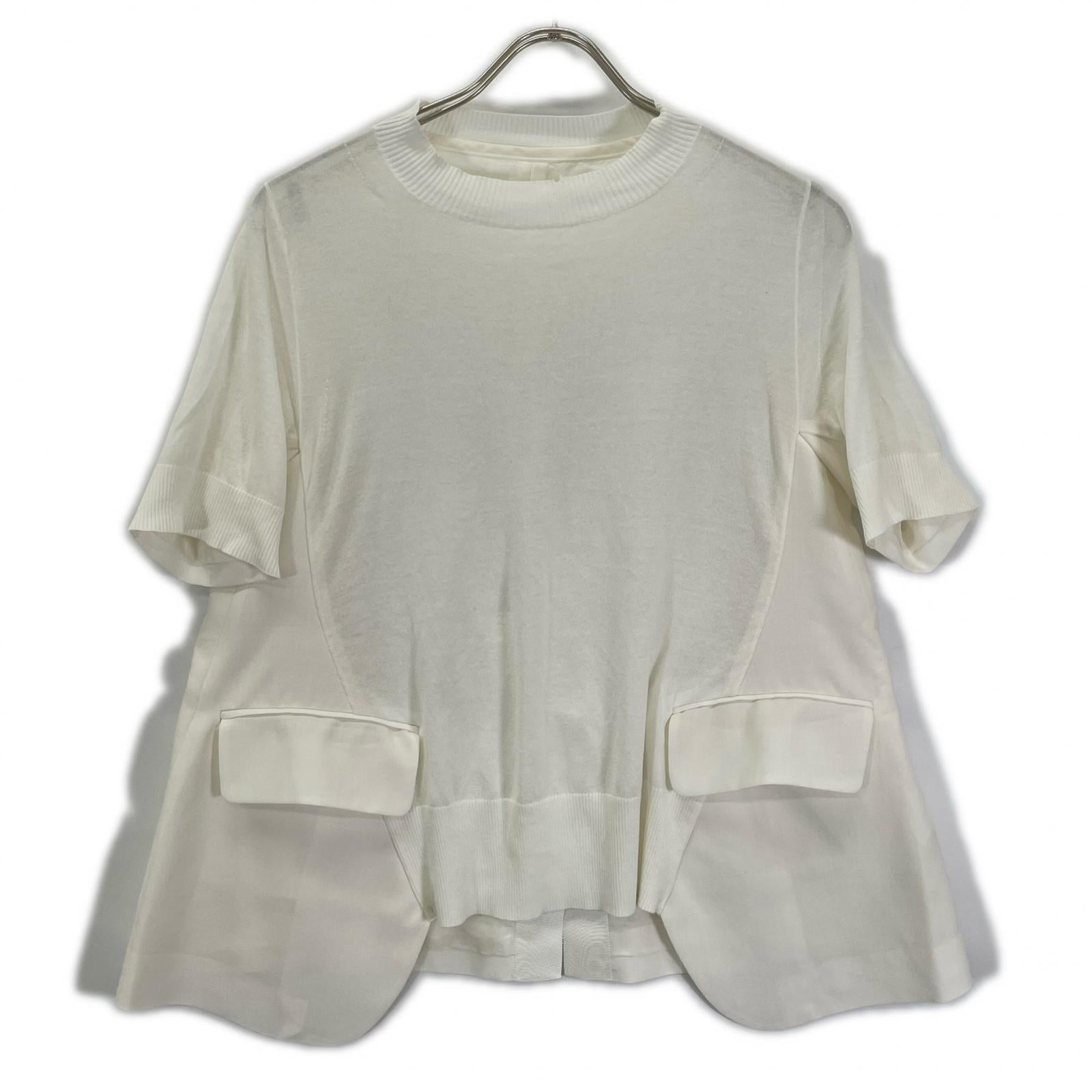 sacai サカイ 26SS 26-08437 ホワイト WoolSuitingxCotton Knit Pullover カットソー トップス