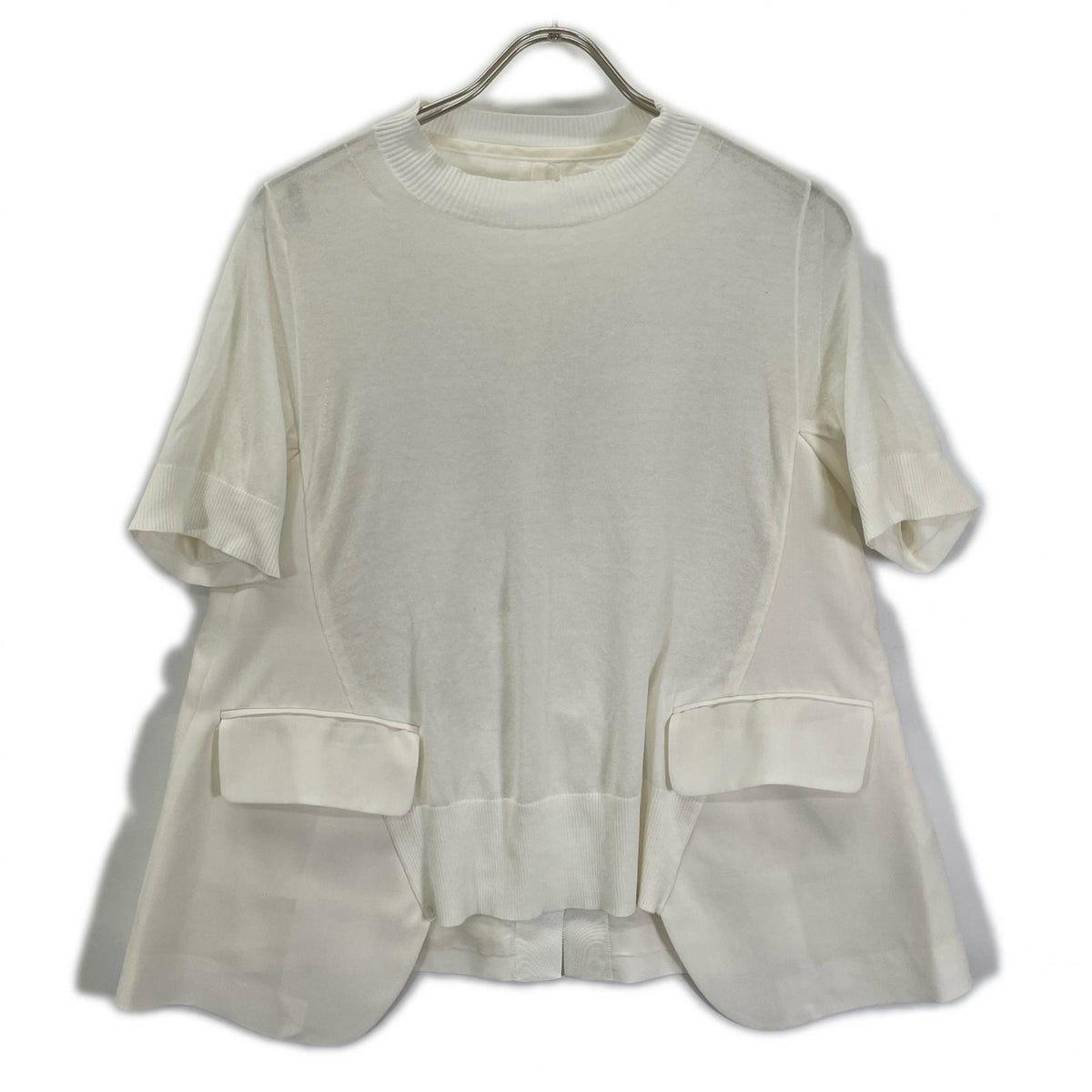sacai サカイ 26SS 26-08437 ホワイト WoolSuitingxCotton Knit Pullover カットソー トップス
