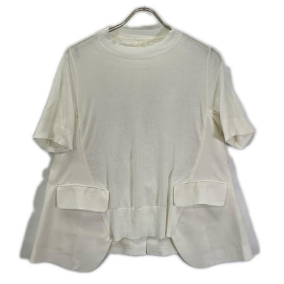 sacai サカイ 26SS 26-08437 ホワイト WoolSuitingxCotton Knit Pullover カットソー トップス