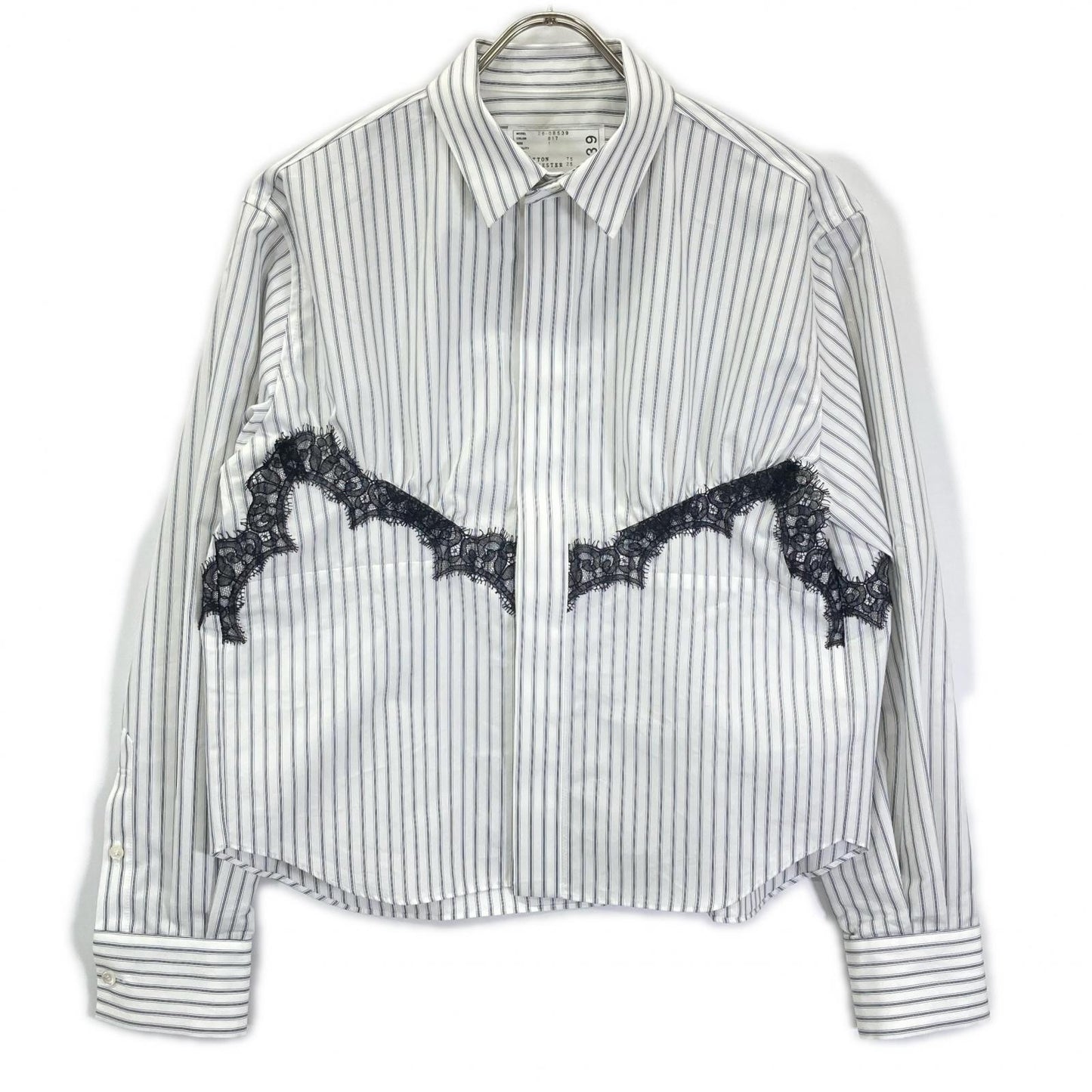 sacai サカイ 26SS 26-08539 ホワイト ストライプ レース Poplin Shirt シャツ トップス
