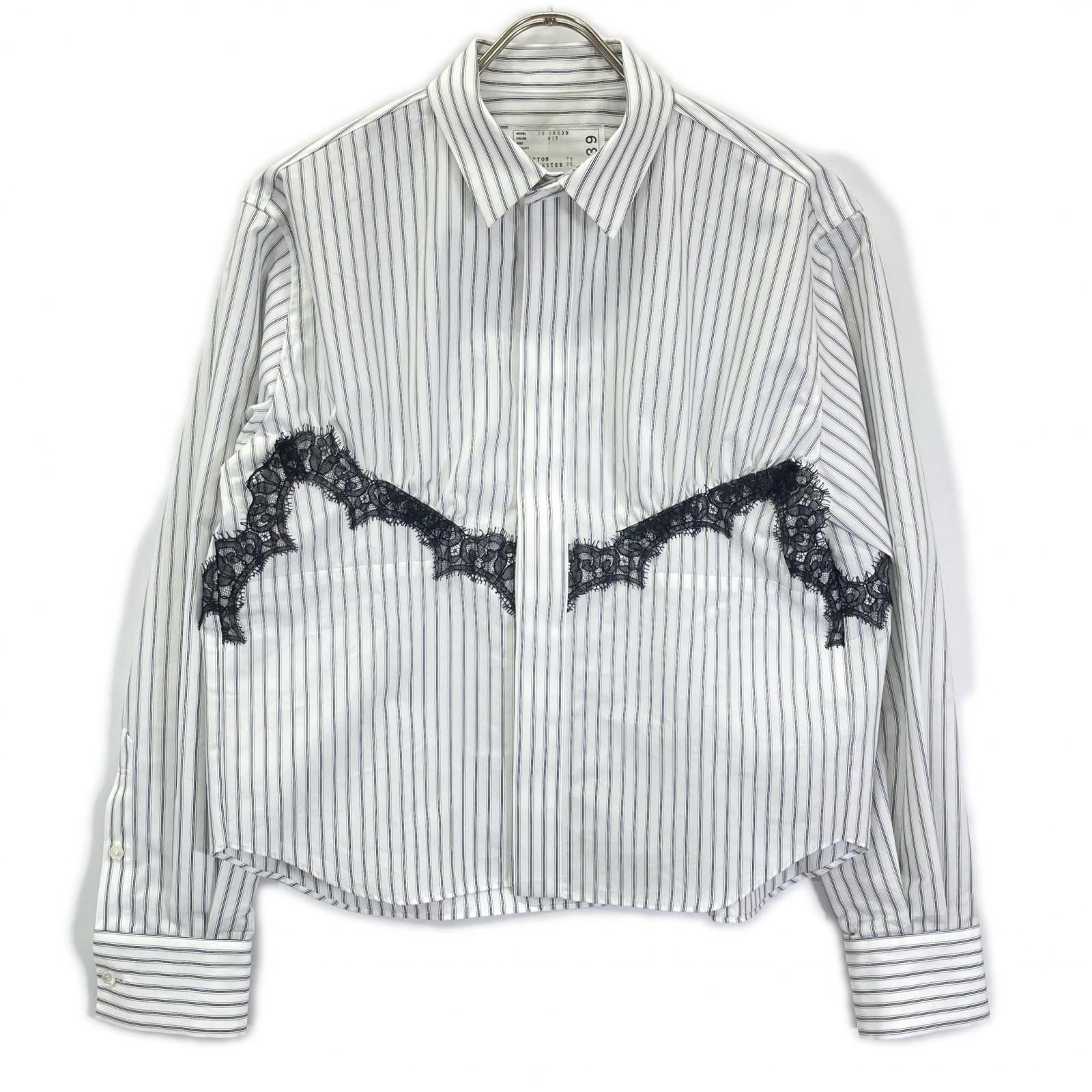 sacai サカイ 26SS 26-08539 ホワイト ストライプ レース Poplin Shirt シャツ トップス