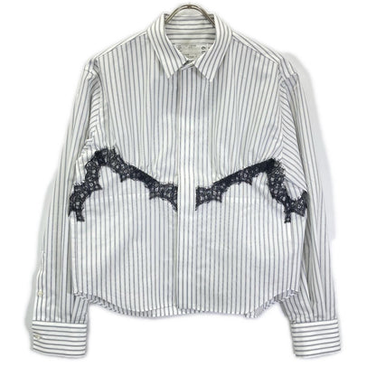 sacai サカイ 26SS 26-08539 ホワイト ストライプ レース Poplin Shirt シャツ トップス