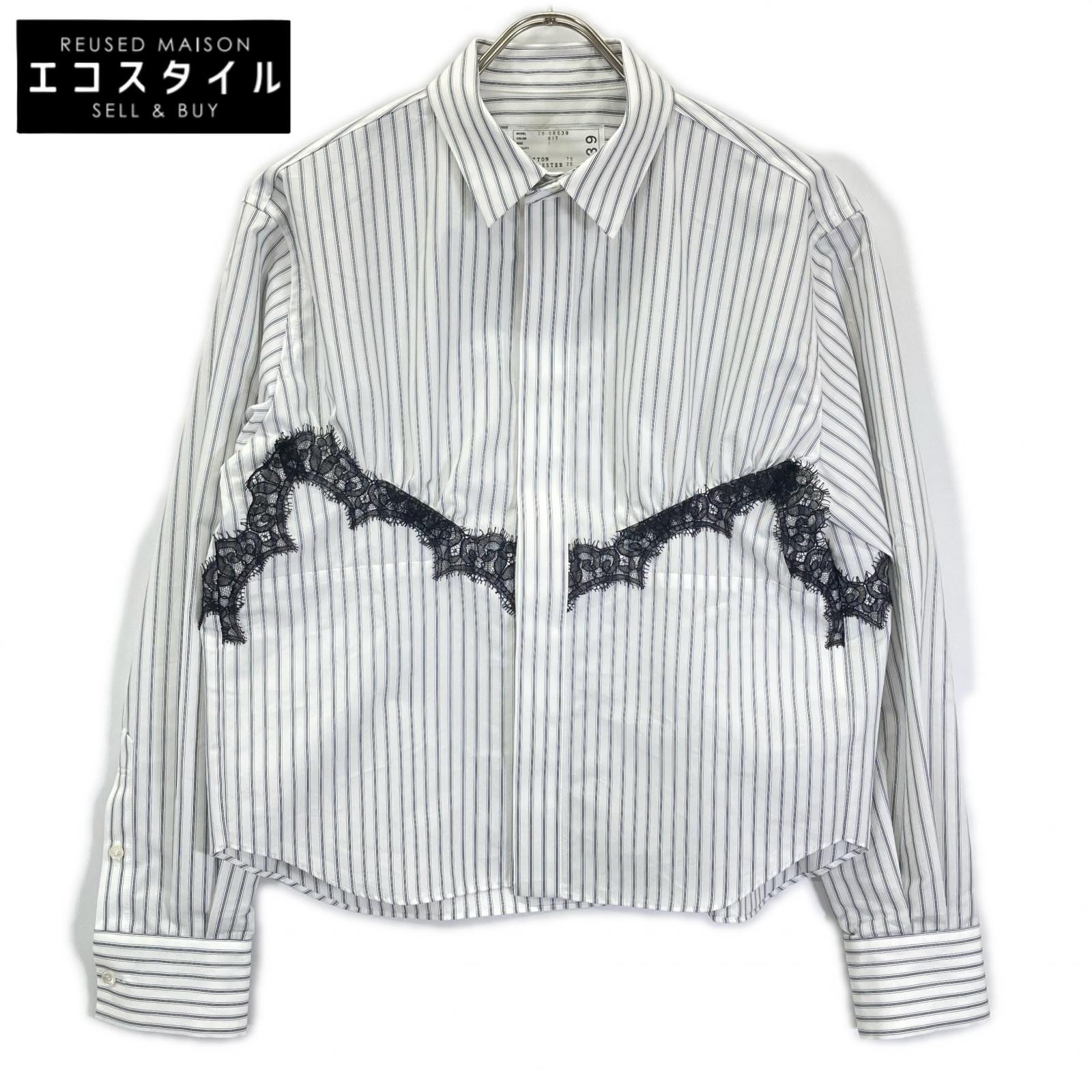 sacai サカイ 26SS 26-08539 ホワイト ストライプ レース Poplin Shirt シャツ トップス