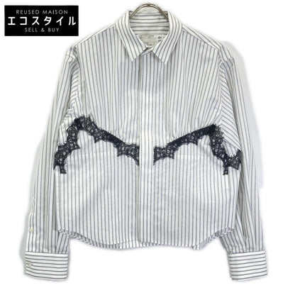 sacai サカイ 26SS 26-08539 ホワイト ストライプ レース Poplin Shirt シャツ トップス