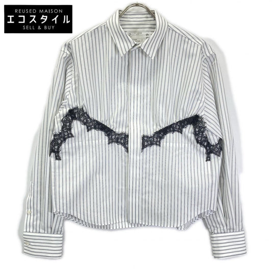 sacai サカイ 26SS 26-08539 ホワイト ストライプ レース Poplin Shirt シャツ トップス