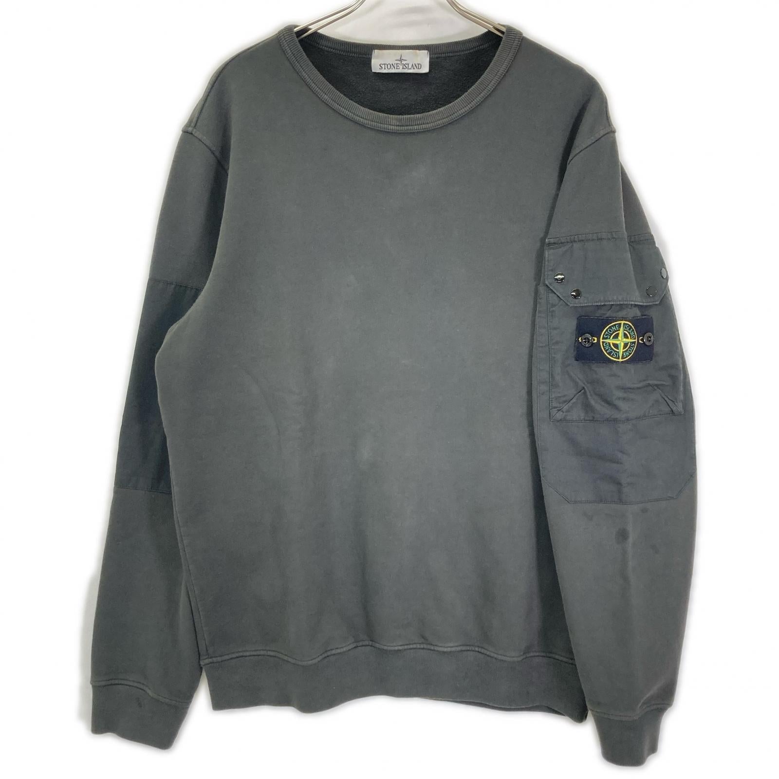 STONE ISLAND ストーンアイランド 811563920 グレー ワッペン 裏起毛 スウェット トレーナー トップス