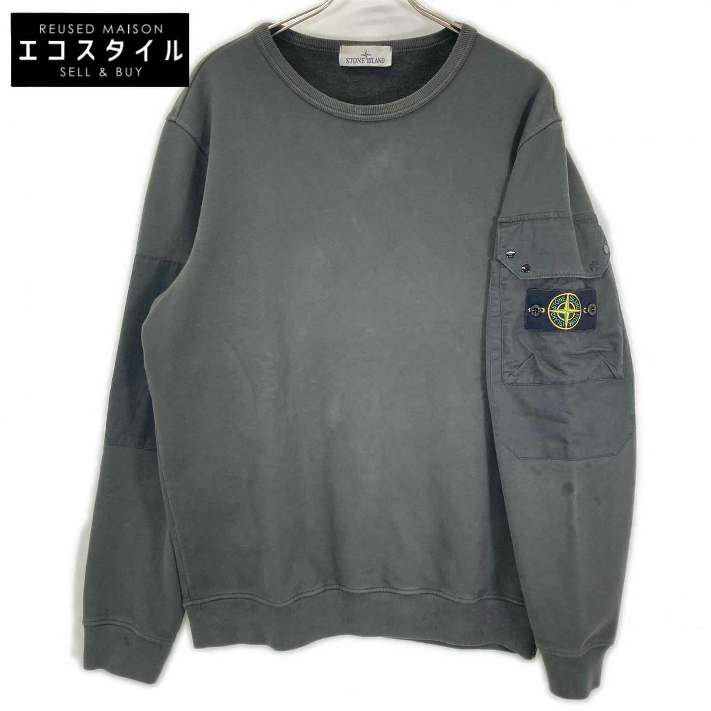 STONE ISLAND ストーンアイランド 811563920 グレー ワッペン 裏起毛 スウェット トレーナー トップス