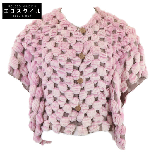 Fendi [Excellent Condition] Chinchilla Fur × Silk Front-Button Vest