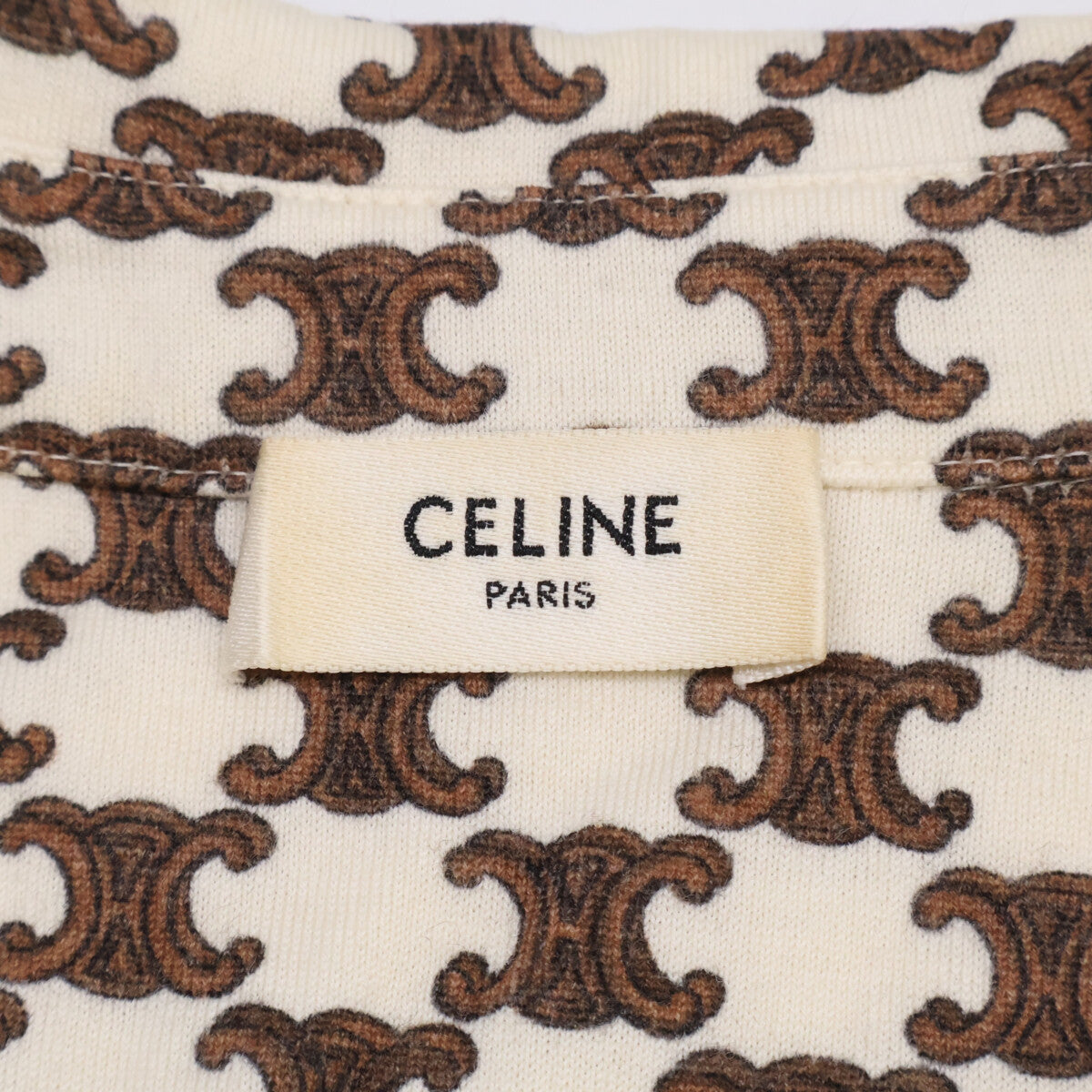 Celine [Domestic Authentic] 2X37B962R Macadam All-Over-Print Wool × Cashmere Front-Button Short-Sleeve Dress