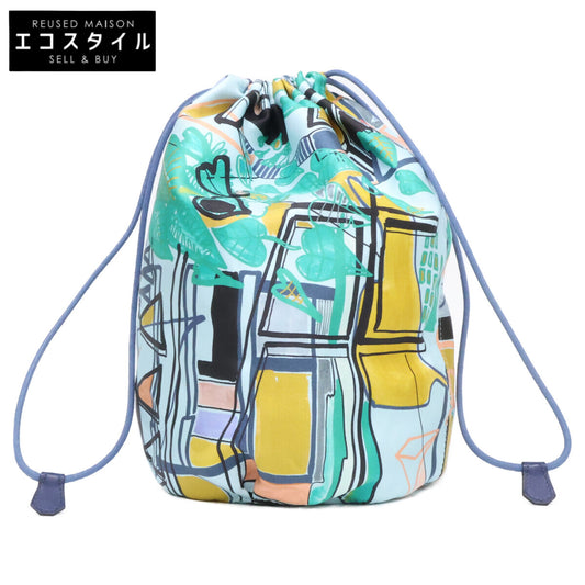 HERMES エルメス X刻印 モダニズムトロピカル ミュザルディーヌ ポション シルク 巾着 ポーチ