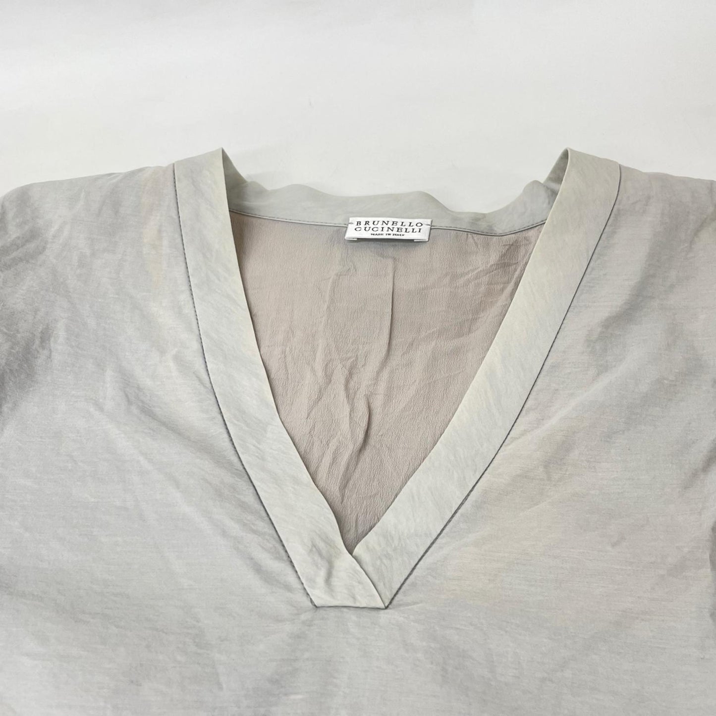 BRUNELLO CUCINELLI ブルネロクチネリ 18年 グレー 33TS001 モニーレ フリルスリーブ ワンピース ワンピース