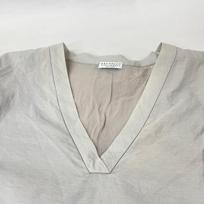 BRUNELLO CUCINELLI ブルネロクチネリ 18年 グレー 33TS001 モニーレ フリルスリーブ ワンピース ワンピース