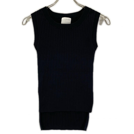 Whim Gazette ウィムガゼット WGZ1081610A0001 black rib-knit top and skirt set suit coordinated set