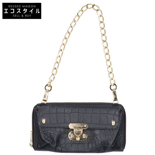 A.D.M.J. Accessoires De Mademoiselle ADMJ 【新品同様】型押しレザー チェーン ウォレットバッグ 長財布（小銭入れあり）