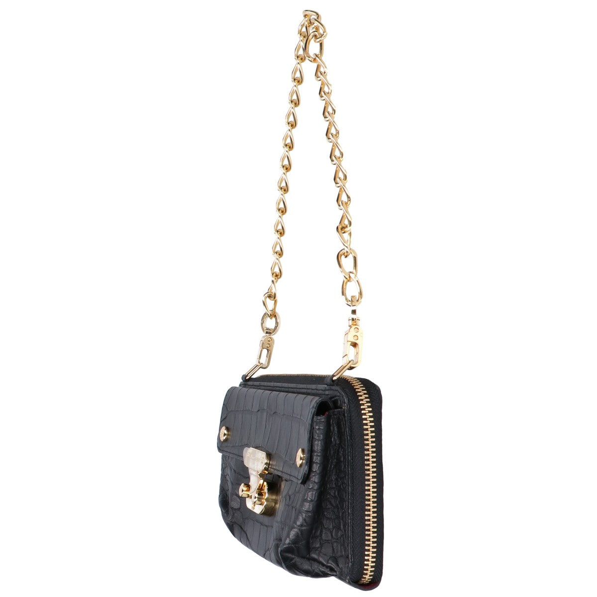 A.D.M.J. Accessoires De Mademoiselle ADMJ 【新品同様】型押しレザー チェーン ウォレットバッグ 長財布（小銭入れあり）