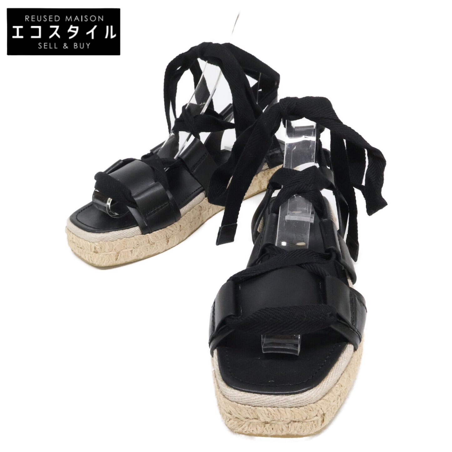 Max Mara マックスマーラ 【美品】Elide2 レザー アンクルストラップ エスパドリーユ サンダル シューズ