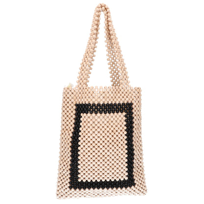 MARINA RINALDI マリナリナルディ 【美品】ウッドビーズ 手編み トートバッグ