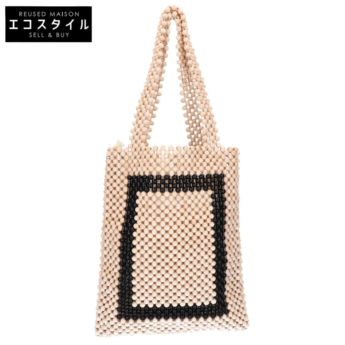 MARINA RINALDI マリナリナルディ 【美品】ウッドビーズ 手編み トートバッグ