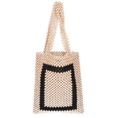 MARINA RINALDI マリナリナルディ 【美品】ウッドビーズ 手編み トートバッグ