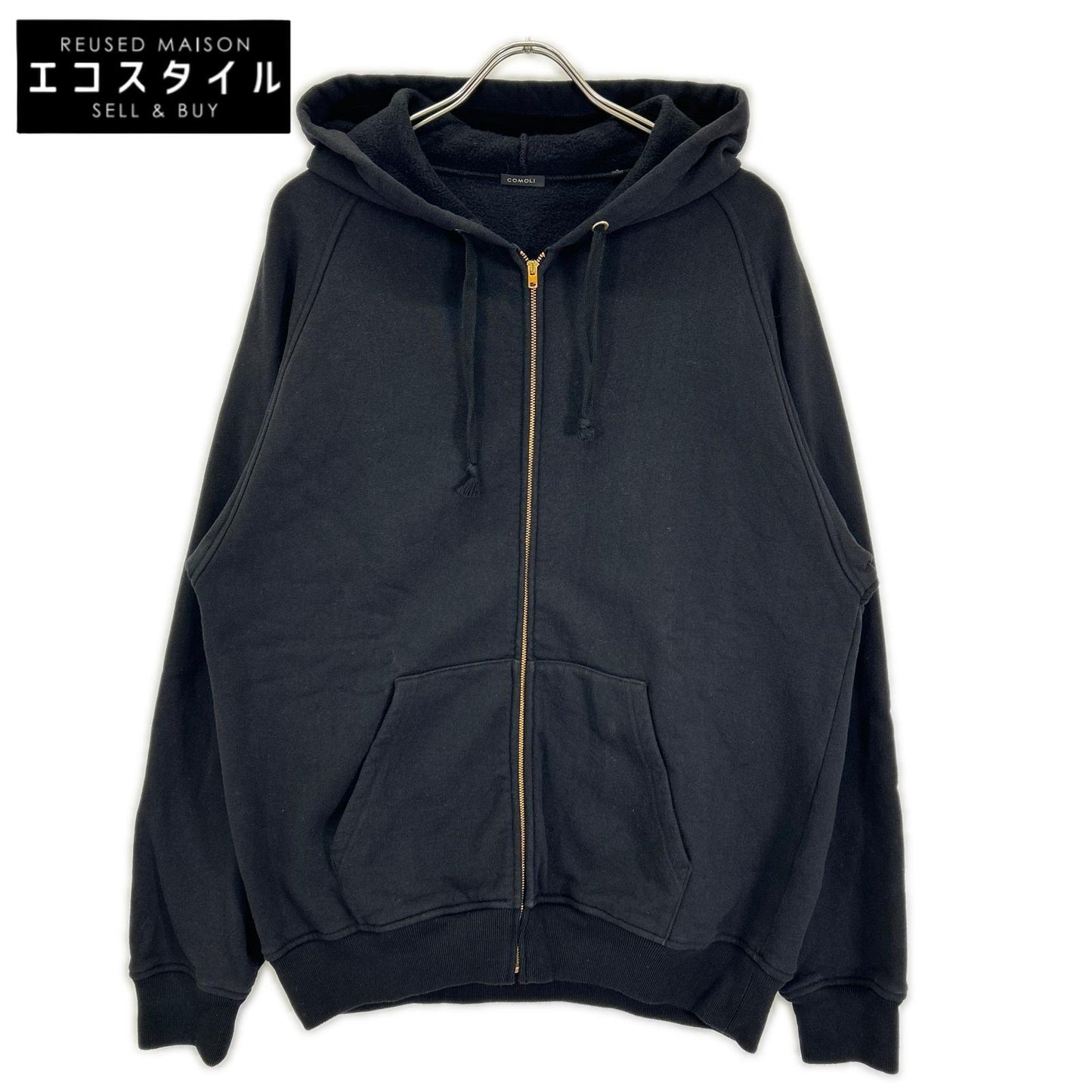 COMOLI コモリ 26SS D01-05001 ブラック コットン裏毛 ジップパーカ トップス