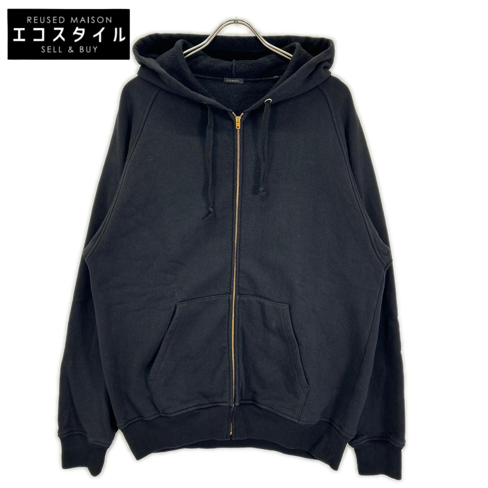 COMOLI コモリ 26SS D01-05001 ブラック コットン裏毛 ジップパーカ トップス