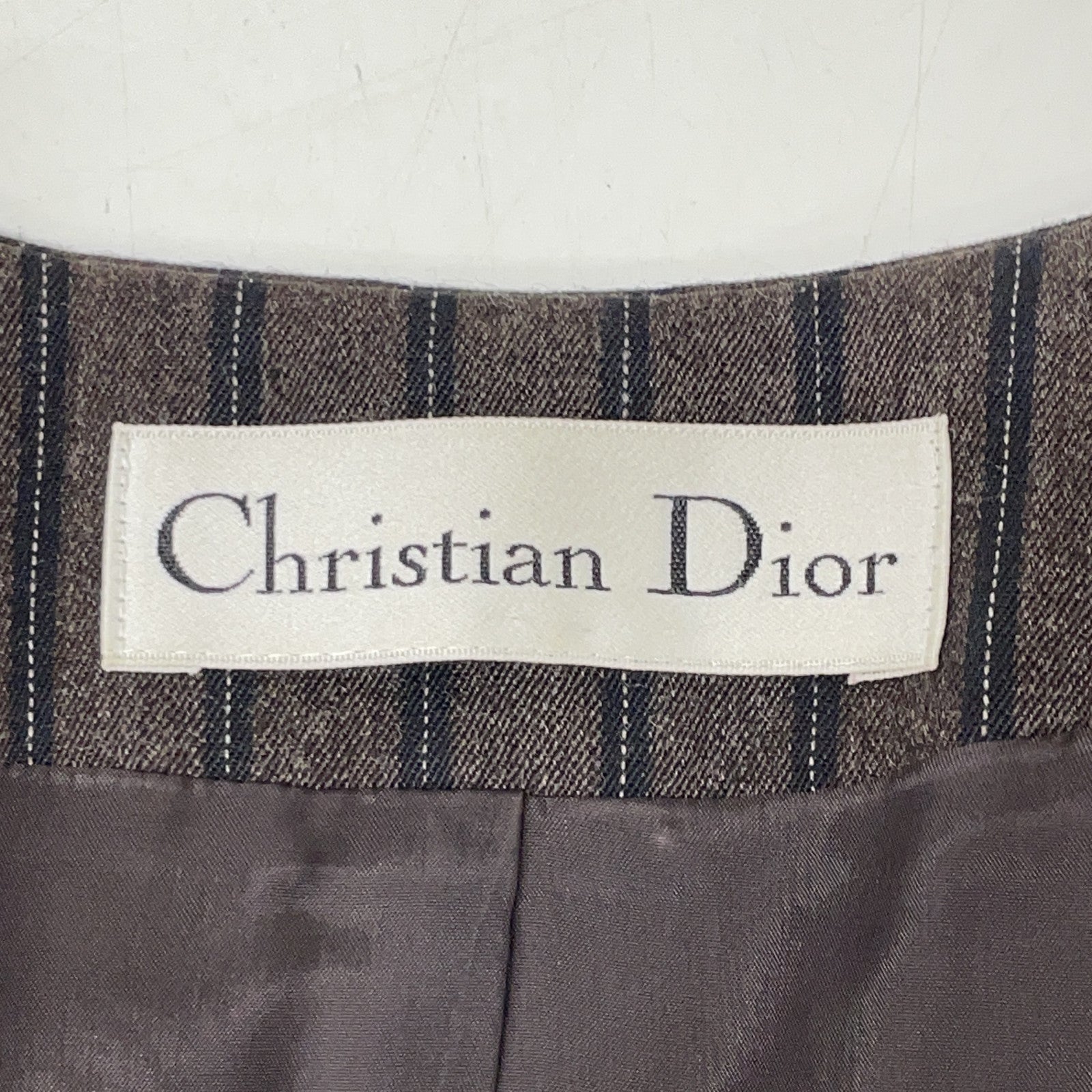 Christian Dior クリスチャンディオール MD15M4300 ブラウン ストライプ ヴィンテージ 変形カラーテーラードジャケット タイトスカート スカート