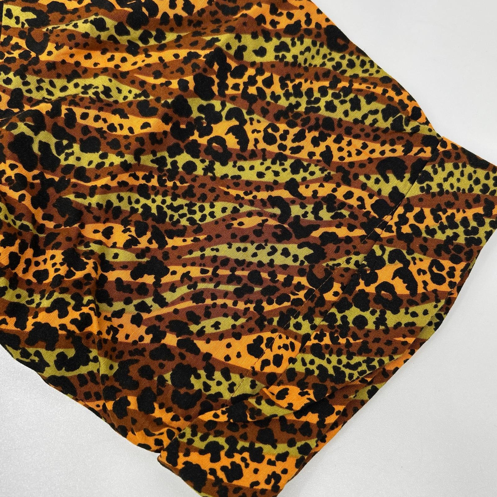 YvesSaintLaurent イヴサンローラン HZ171-616 ブラウン レオパード BIG釦 ヴィンテージ Vネック シャツ ジャケット ジャケット