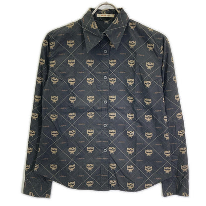 MCM MCM 1-7757 Black monogram Visetos-pattern cotton dress shirt top