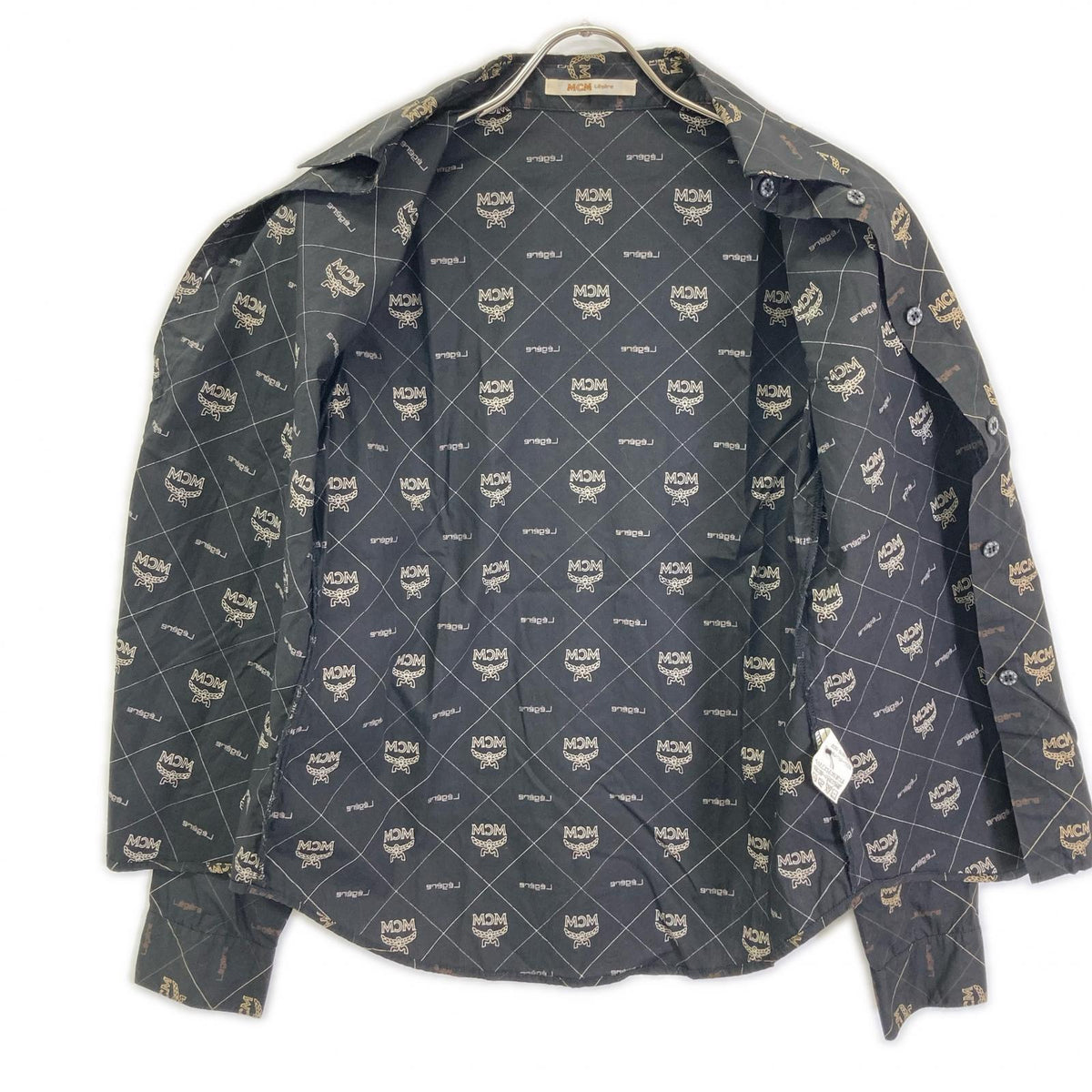MCM MCM 1-7757 Black monogram Visetos-pattern cotton dress shirt top