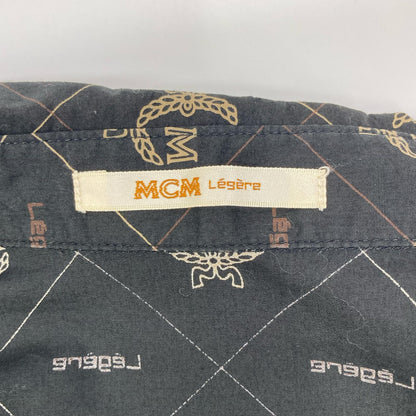 MCM MCM 1-7757 Black monogram Visetos-pattern cotton dress shirt top