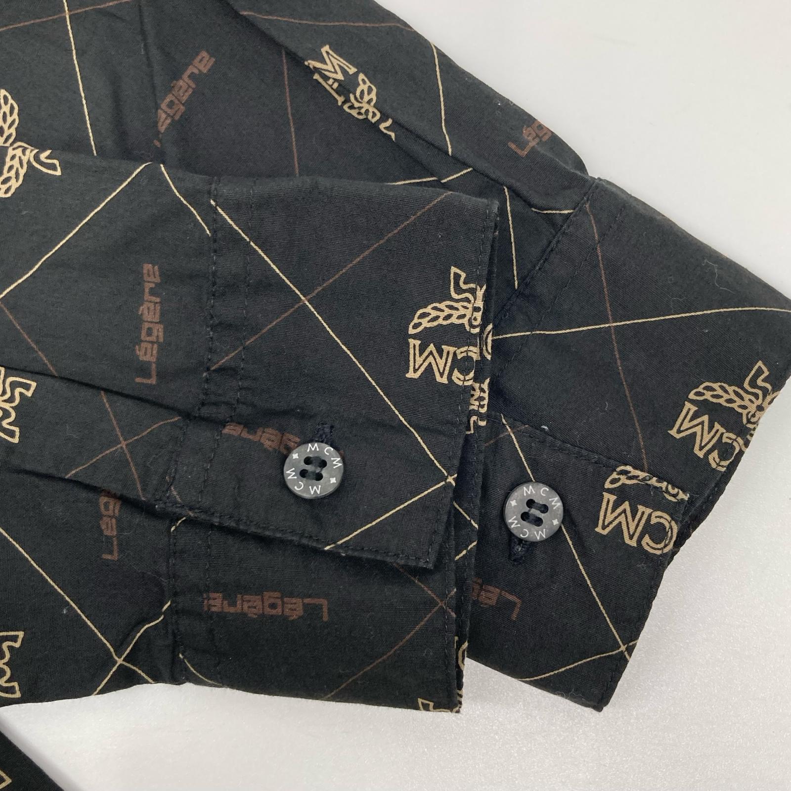 MCM MCM 1-7757 Black monogram Visetos-pattern cotton dress shirt top
