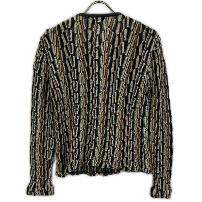 MISSONI ミッソーニ ネイビー×ブラウン系 シルク ウール混 3Dニットカーディガン トップス