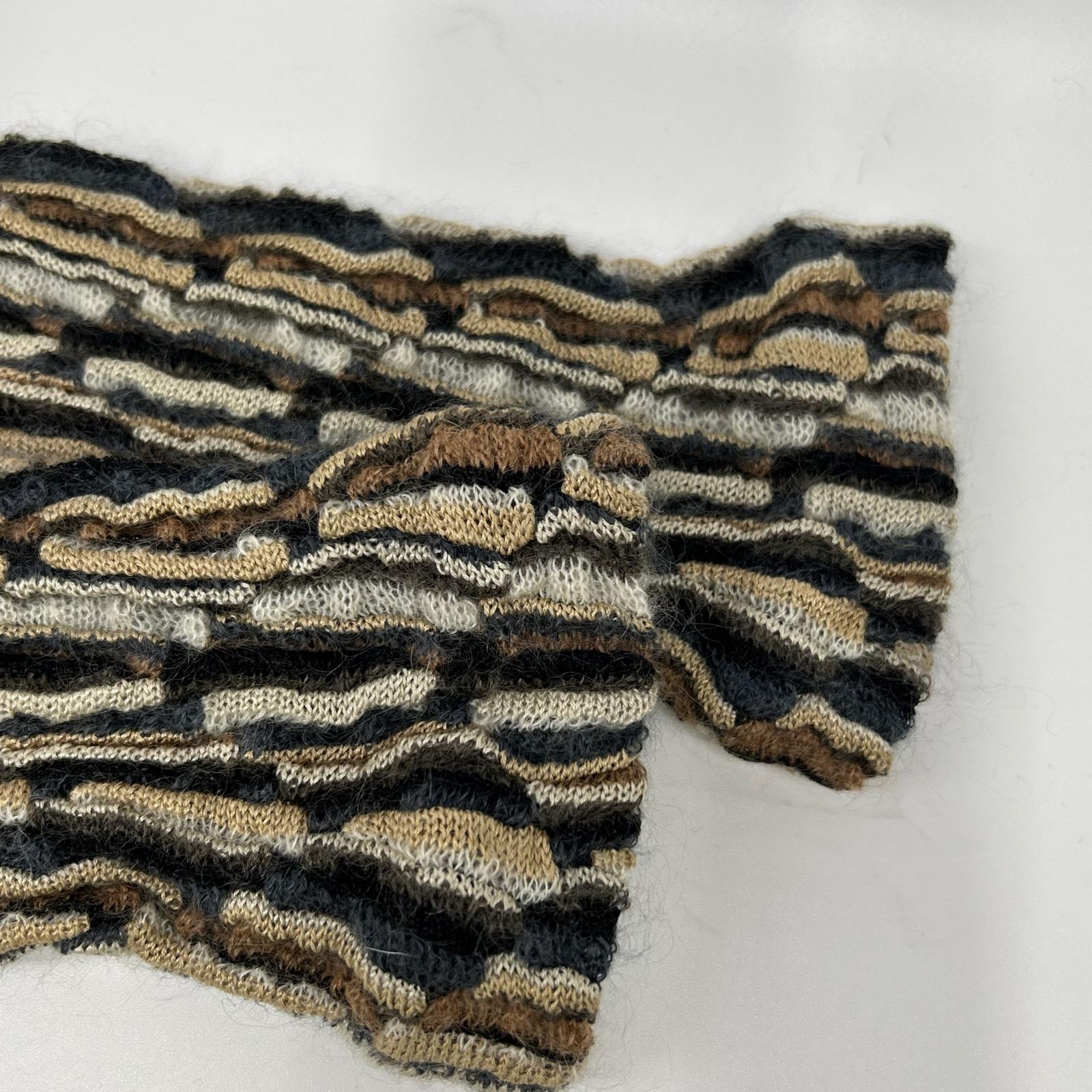 MISSONI ミッソーニ ネイビー×ブラウン系 シルク ウール混 3Dニットカーディガン トップス