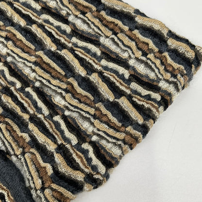 MISSONI ミッソーニ ネイビー×ブラウン系 シルク ウール混 3Dニットカーディガン トップス