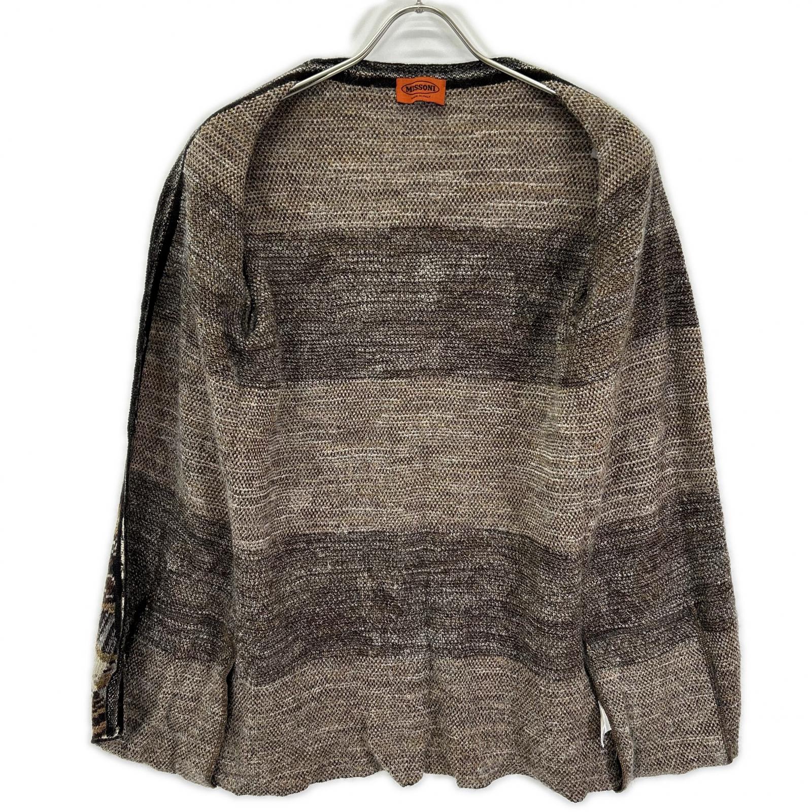 MISSONI ミッソーニ ブラウン 総柄 ウール混 Vネックニットカーディガン トップス