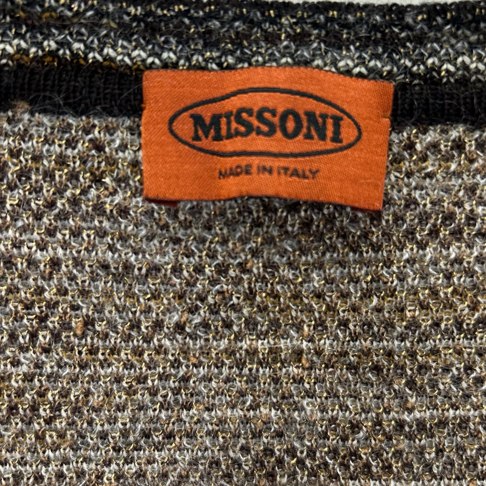 MISSONI ミッソーニ ブラウン 総柄 ウール混 Vネックニットカーディガン トップス