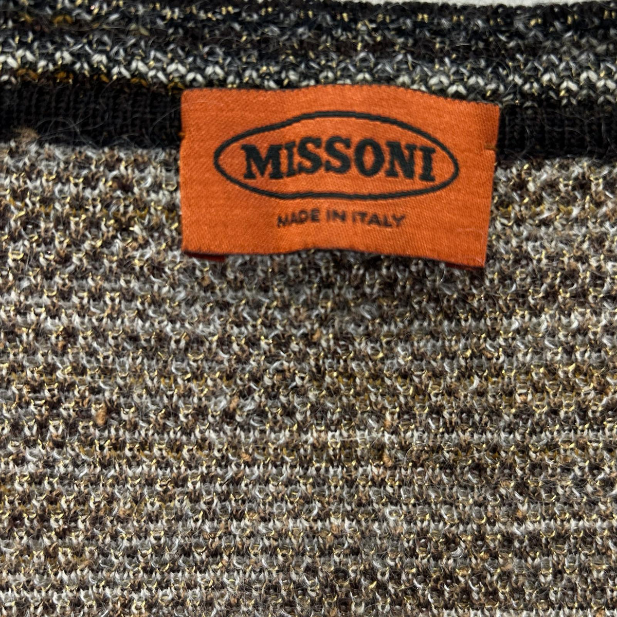 MISSONI ミッソーニ ブラウン 総柄 ウール混 Vネックニットカーディガン トップス