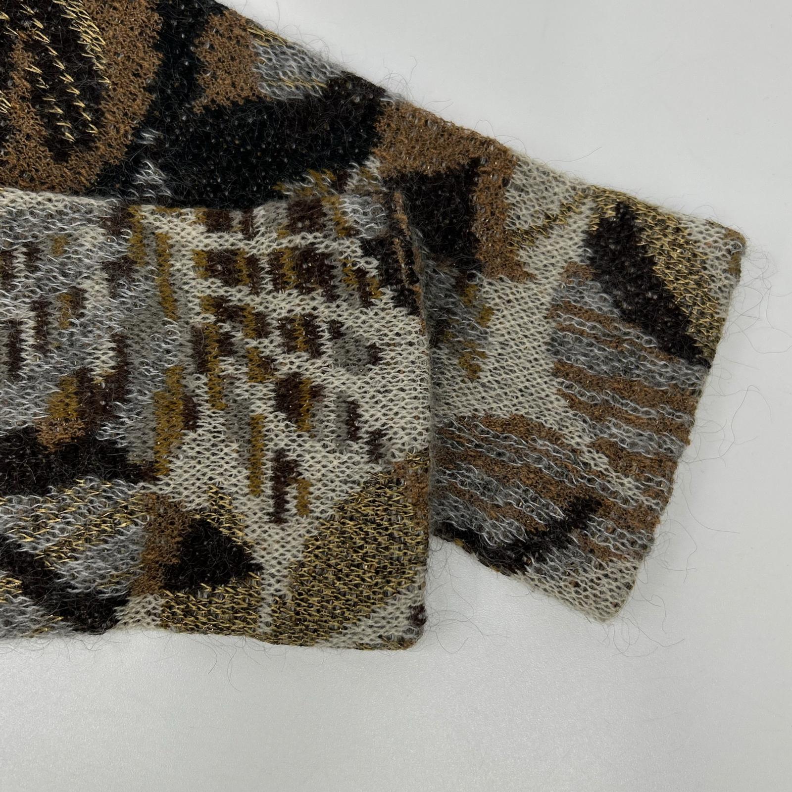 MISSONI ミッソーニ ブラウン 総柄 ウール混 Vネックニットカーディガン トップス