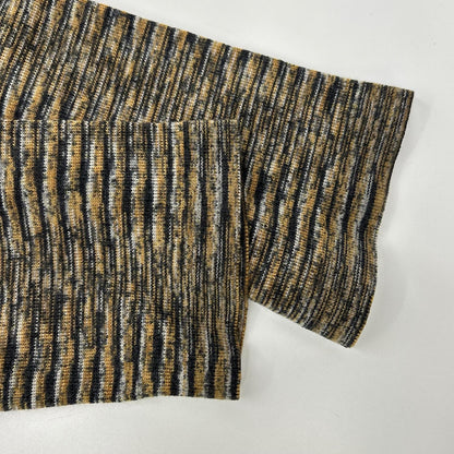 MISSONI ミッソーニ D-TK3192 イエロー×グレー系 ボーダー柄 ハイネック ウール混 ロングニットカーディガン トップス