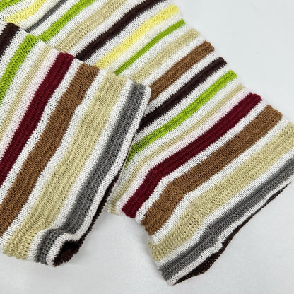 MISSONI SPORT ミッソーニスポーツ 2M313PM252 グリーン×ブラウン マルチボーダー 透かし編みニットカーディガン トップス