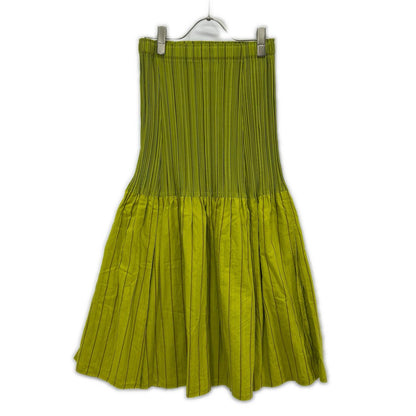 ISSEY MIYAKE FETE イッセイミヤケフェット IF62FG219 グリーン コットン プリーツ切り替えスカート スカート